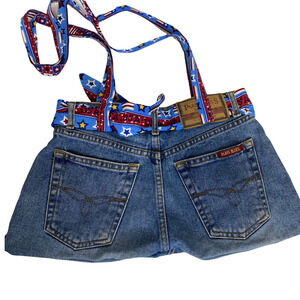 Y2K Paris Blues Denim Jean Hobo Bandana Stars & Stripes Purse